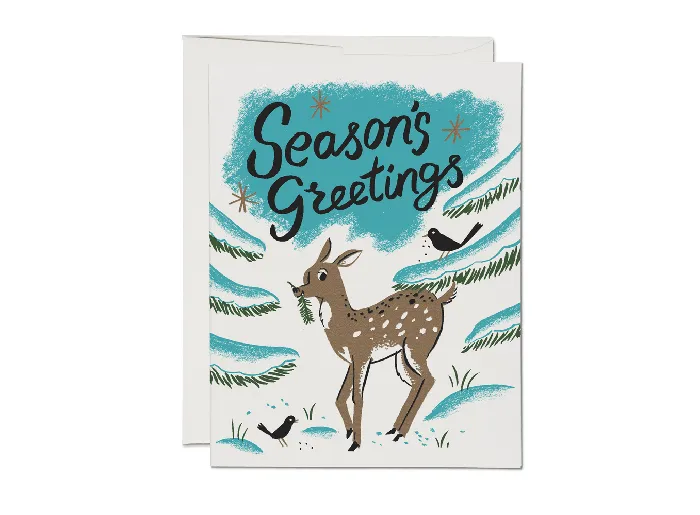 Earrings Winter Deer Holiday Greeting Card Red Cap Cards