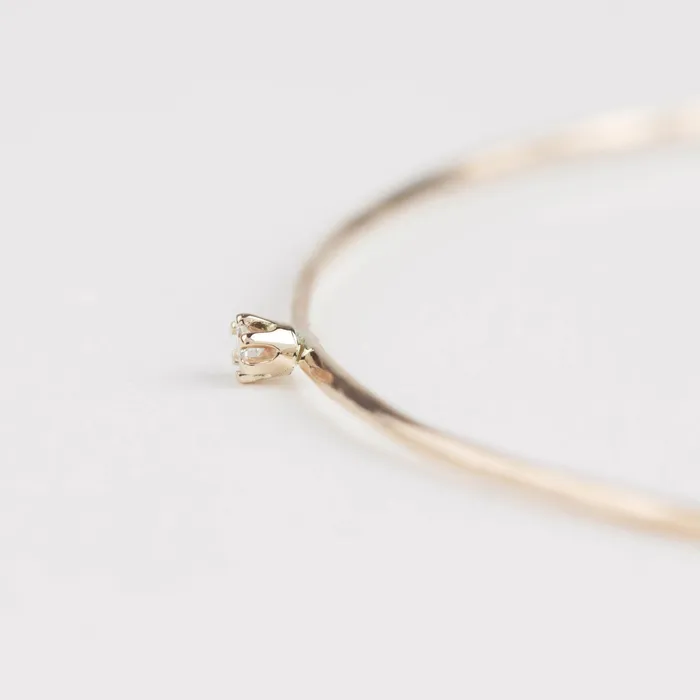 Envero Jewelry Bracelets Gold Streaks Hammered Bangle with Diamond