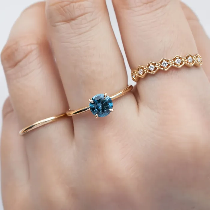 Envero Jewelry Jane Ring 086ct Round Montana Sapphire Ring 14K Yellow Gold One of a kind Rings Envero Jewelry Jane Ring 086ct Round Montana Sapphire Ring 14K Yellow Gold One of a kind Rings