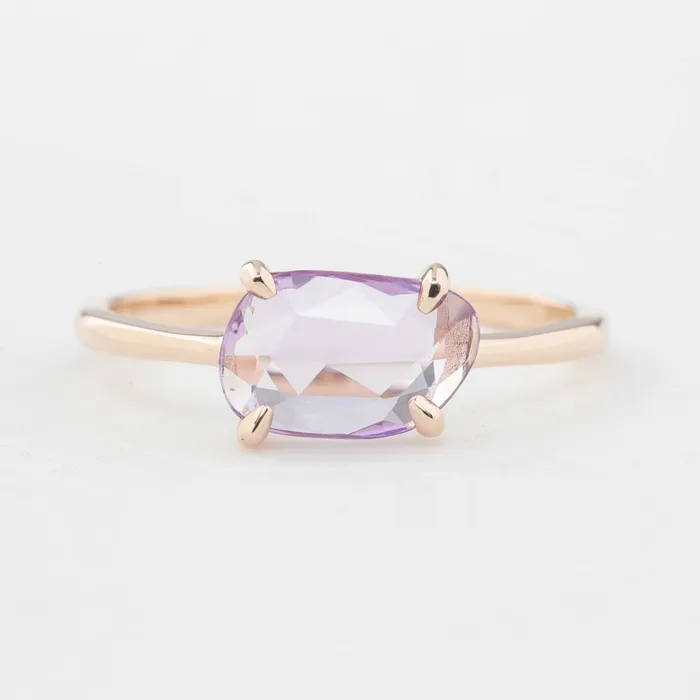 Envero Jewelry Lisa Ring 122ct Unheated Organic Cut Light Pink Sapphire 14k rose gold One of a kind Rings