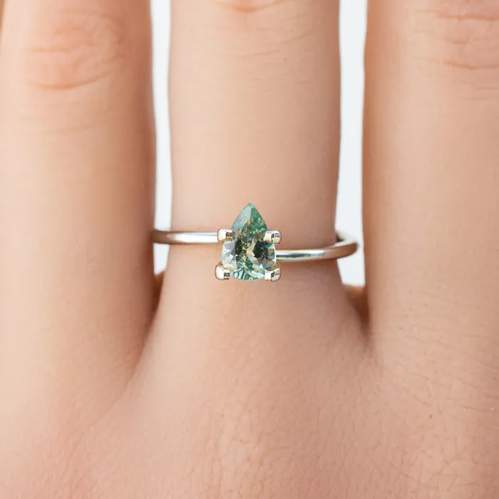 Envero Jewelry Rings 088ct Pear Cut Green Yellow Montana Sapphire SF332 Envero Jewelry Rings 088ct Pear Cut Green Yellow Montana Sapphire SF332