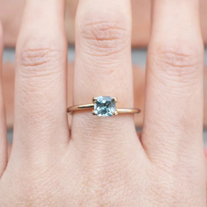 Envero Jewelry Rings 093ct Cushion Cut Light Blue Green Montana Sapphire SF027 Envero Jewelry Rings 093ct Cushion Cut Light Blue Green Montana Sapphire SF027