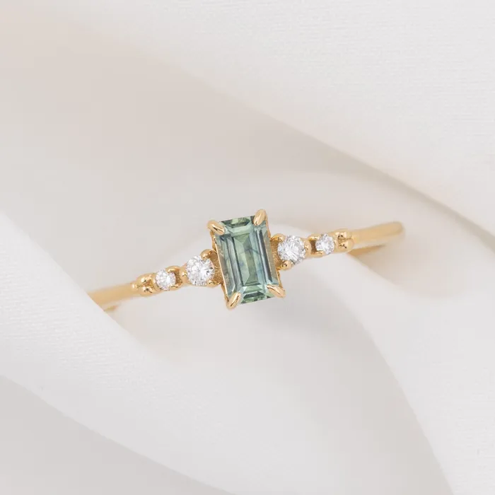 Envero Jewelry Rings Estel Fleur Four Prongs Ring 045ct Blue Green Montana Sapphire 14k Yellow Gold Envero Jewelry Rings Estel Fleur Four Prongs Ring 045ct Blue Green Montana Sapphire 14k Yellow Gold