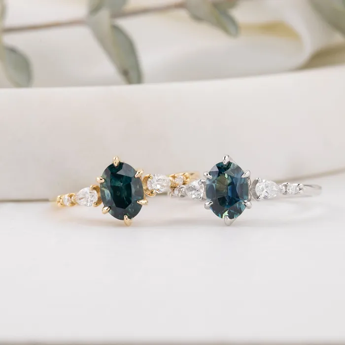 Envero Jewelry Rings Estel Fleur Petal Ring 126ct Teal Blue Montana Sapphire 14k White Gold One of a kind Envero Jewelry Rings Estel Fleur Petal Ring 126ct Teal Blue Montana Sapphire 14k White Gold One of a kind