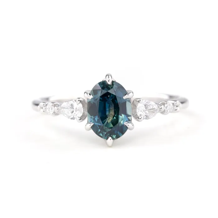 Envero Jewelry Rings Estel Fleur Petal Ring 126ct Teal Blue Montana Sapphire 14k White Gold One of a kind Envero Jewelry Rings Estel Fleur Petal Ring 126ct Teal Blue Montana Sapphire 14k White Gold One of a kind