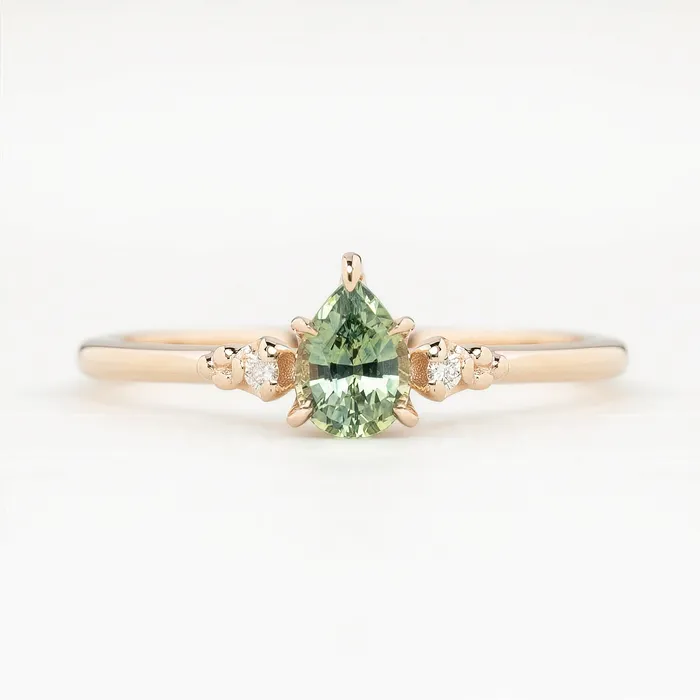 Envero Jewelry Rings Estel Ring Green Montana Sapphire Ring 14k Rose Gold