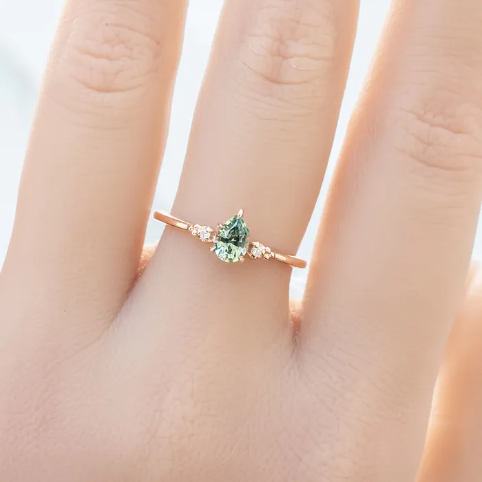 Envero Jewelry Rings Estel Ring Green Montana Sapphire Ring 14k Rose Gold Envero Jewelry Rings Estel Ring Green Montana Sapphire Ring 14k Rose Gold