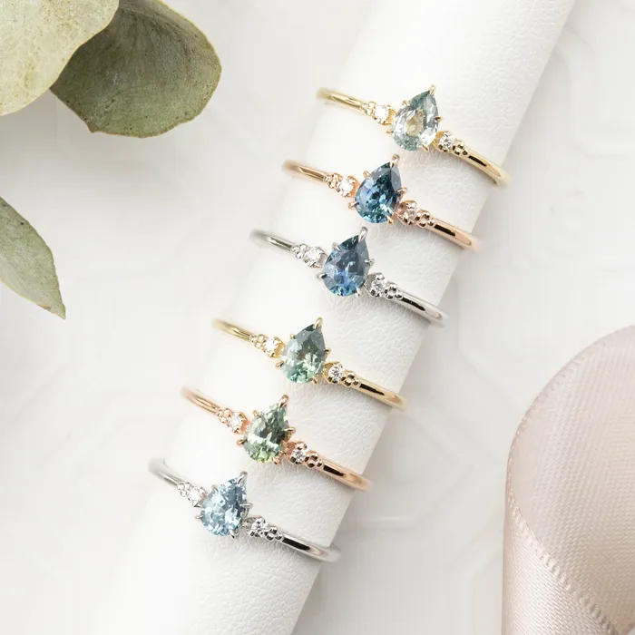 Envero Jewelry Rings Estel Ring Green Montana Sapphire Ring 14k Rose Gold Envero Jewelry Rings Estel Ring Green Montana Sapphire Ring 14k Rose Gold