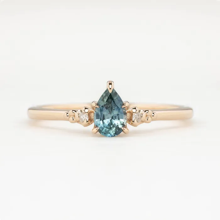 Envero Jewelry Rings Estel Ring Green Montana Sapphire Ring 14k Rose Gold Envero Jewelry Rings Estel Ring Green Montana Sapphire Ring 14k Rose Gold