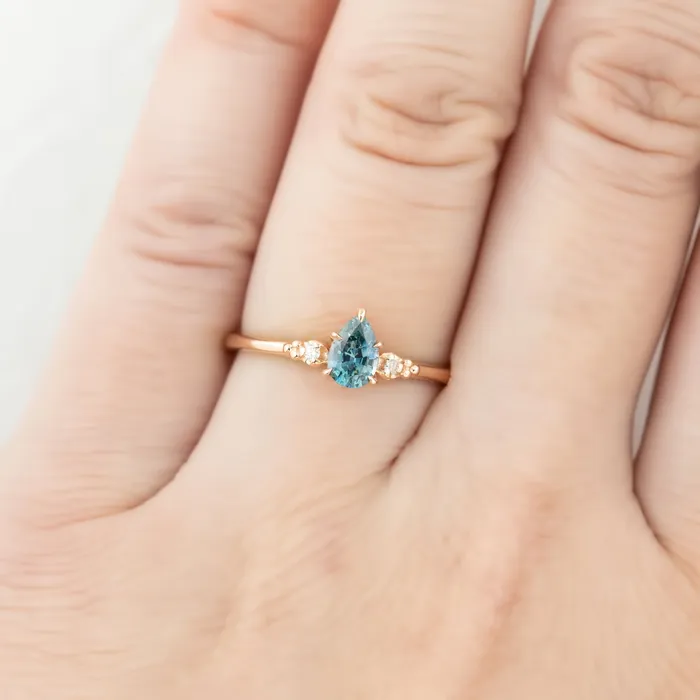 Envero Jewelry Rings Estel Ring Green Montana Sapphire Ring 14k Rose Gold Envero Jewelry Rings Estel Ring Green Montana Sapphire Ring 14k Rose Gold