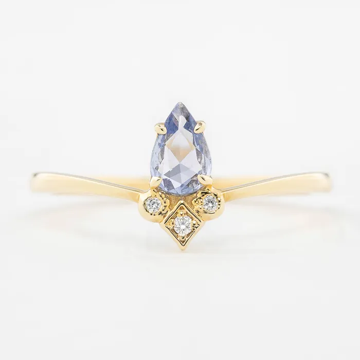 Envero Jewelry Rings Genevie Ring 035ct Teardrop Unheated Blue Sapphire One of a kind