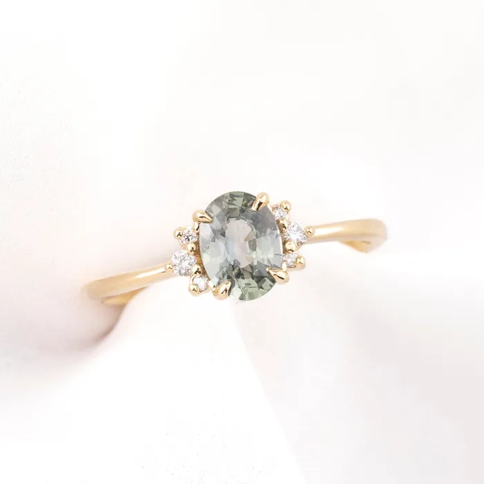 Envero Jewelry Rings Lena Ring 082ct Light Green Madagascar Sapphire 14k Yellow Gold One of a kind Envero Jewelry Rings Lena Ring 082ct Light Green Madagascar Sapphire 14k Yellow Gold One of a kind