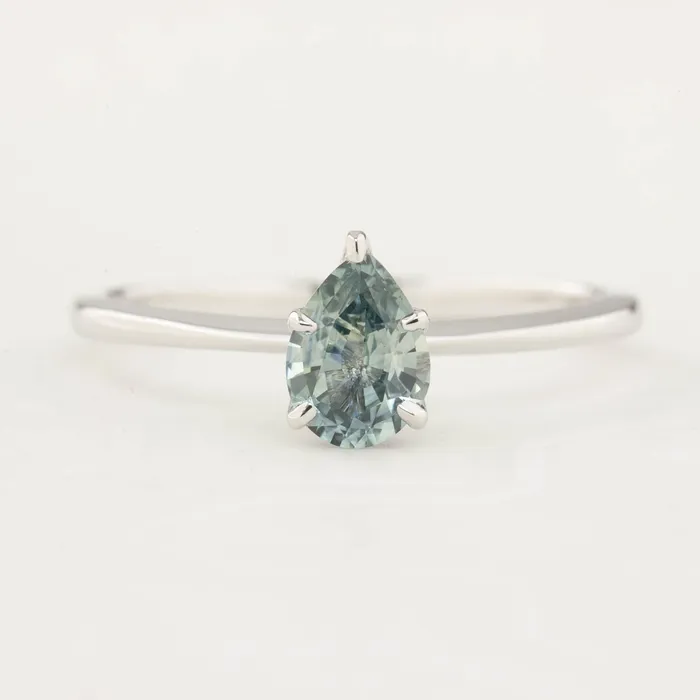 Envero Jewelry Rings Sara Ring 074ct Light Blue Green Teardrop Montana Sapphire 14k White Gold One of a kind Envero Jewelry Rings Sara Ring 074ct Light Blue Green Teardrop Montana Sapphire 14k White Gold One of a kind
