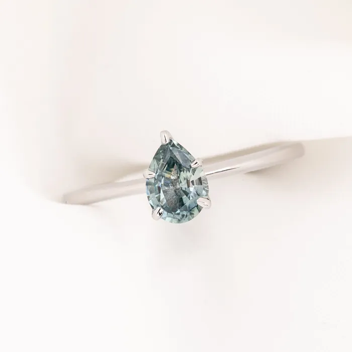 Envero Jewelry Rings Sara Ring 074ct Light Blue Green Teardrop Montana Sapphire 14k White Gold One of a kind Envero Jewelry Rings Sara Ring 074ct Light Blue Green Teardrop Montana Sapphire 14k White Gold One of a kind