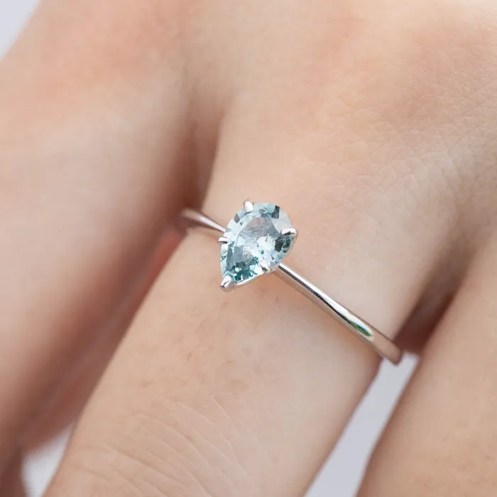 Envero Jewelry Rings Sara Ring 074ct Light Blue Green Teardrop Montana Sapphire 14k White Gold One of a kind Envero Jewelry Rings Sara Ring 074ct Light Blue Green Teardrop Montana Sapphire 14k White Gold One of a kind