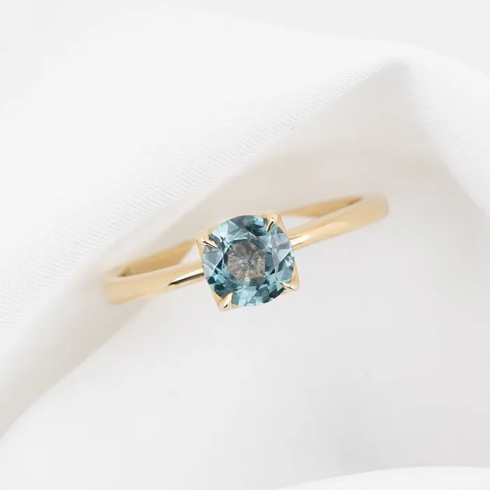 Envero Jewelry Rings Sara Ring 089ct Light Blue Green Round Montana Sapphire 14K Yellow Gold One of a kind Envero Jewelry Rings Sara Ring 089ct Light Blue Green Round Montana Sapphire 14K Yellow Gold One of a kind