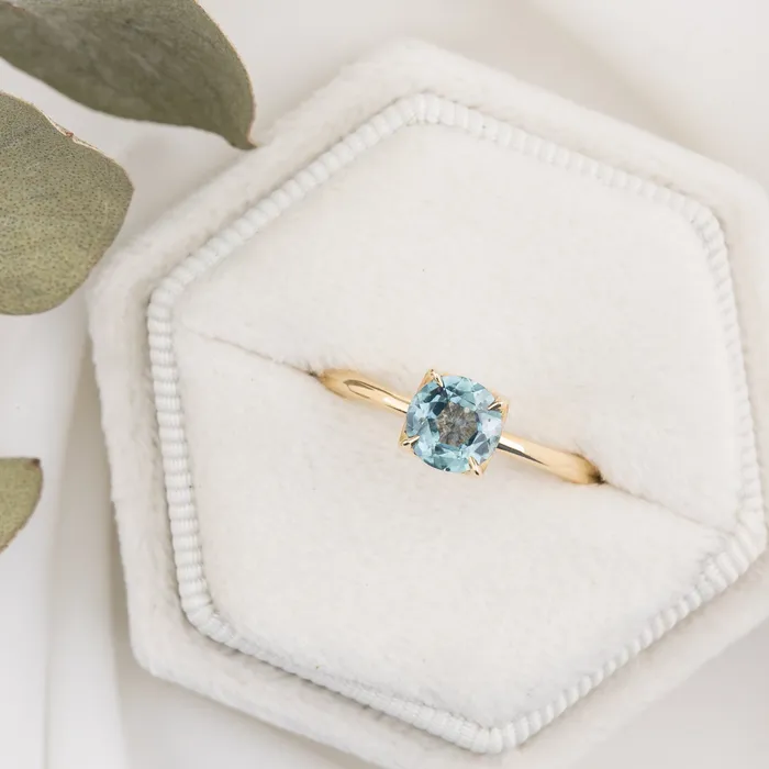 Envero Jewelry Rings Sara Ring 089ct Light Blue Green Round Montana Sapphire 14K Yellow Gold One of a kind Envero Jewelry Rings Sara Ring 089ct Light Blue Green Round Montana Sapphire 14K Yellow Gold One of a kind