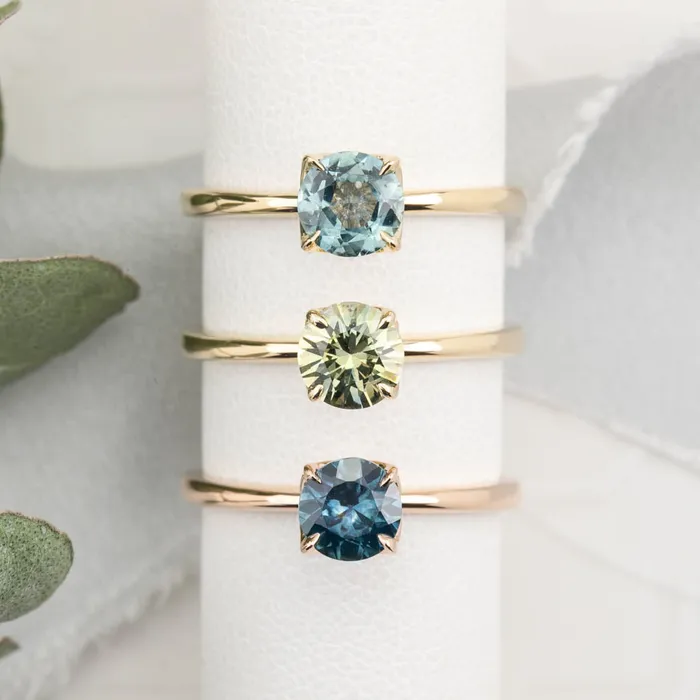 Envero Jewelry Rings Sara Ring 089ct Light Blue Green Round Montana Sapphire 14K Yellow Gold One of a kind Envero Jewelry Rings Sara Ring 089ct Light Blue Green Round Montana Sapphire 14K Yellow Gold One of a kind