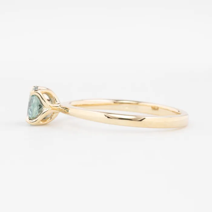 Envero Jewelry Rings Sara Ring 089ct Light Blue Green Round Montana Sapphire 14K Yellow Gold One of a kind Envero Jewelry Rings Sara Ring 089ct Light Blue Green Round Montana Sapphire 14K Yellow Gold One of a kind