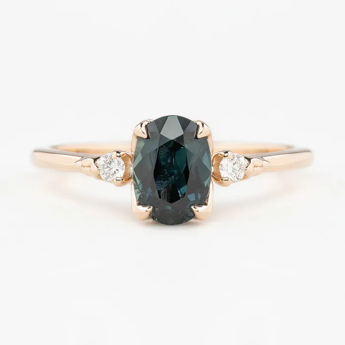 Estel Ring 132ct Teal Blue Oval Queensland Sapphire 14K Rose Gold One of a kind Envero Jewelry Rings Estel Ring 132ct Teal Blue Oval Queensland Sapphire 14K Rose Gold One of a kind Envero Jewelry Rings