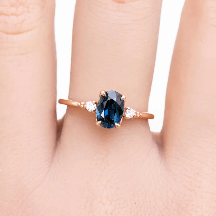 Estel Ring 132ct Teal Blue Oval Queensland Sapphire 14K Rose Gold One of a kind Envero Jewelry Rings Estel Ring 132ct Teal Blue Oval Queensland Sapphire 14K Rose Gold One of a kind Envero Jewelry Rings
