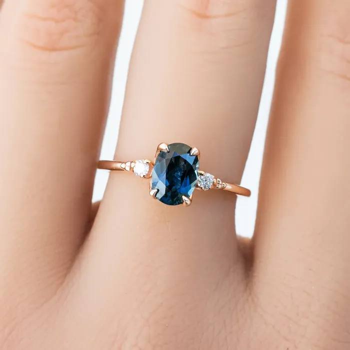 Estel Ring 132ct Teal Blue Oval Queensland Sapphire 14K Rose Gold One of a kind Envero Jewelry Rings Estel Ring 132ct Teal Blue Oval Queensland Sapphire 14K Rose Gold One of a kind Envero Jewelry Rings
