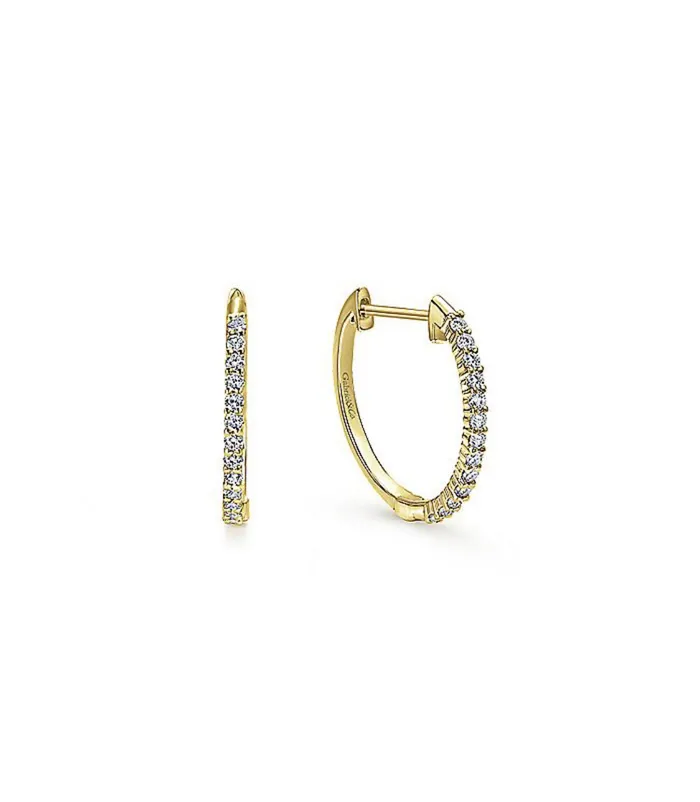 GABRIEL CO Earrings Gabriel Co14 K Yellow Gold Prong Set 15mm Round Classic Diamond Hoop Earrings EG12227Y45JJ