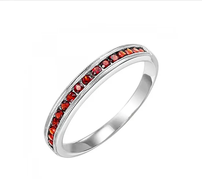 Gemsone Rings FR1219 10K White Gold Garnet 35 Tw Ladies Ring