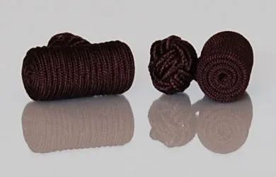 Head Shoulders Toes and Bows Earrings Dark Brown Silk Barrels