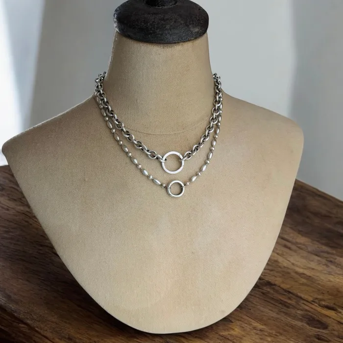 HeidiJHale Designs Rings Sterling Silver Hollow Chain Charm Holder HeidiJHale Designs Rings Sterling Silver Hollow Chain Charm Holder