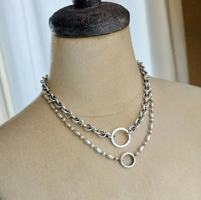 HeidiJHale Designs Rings Sterling Silver Hollow Chain Charm Holder HeidiJHale Designs Rings Sterling Silver Hollow Chain Charm Holder