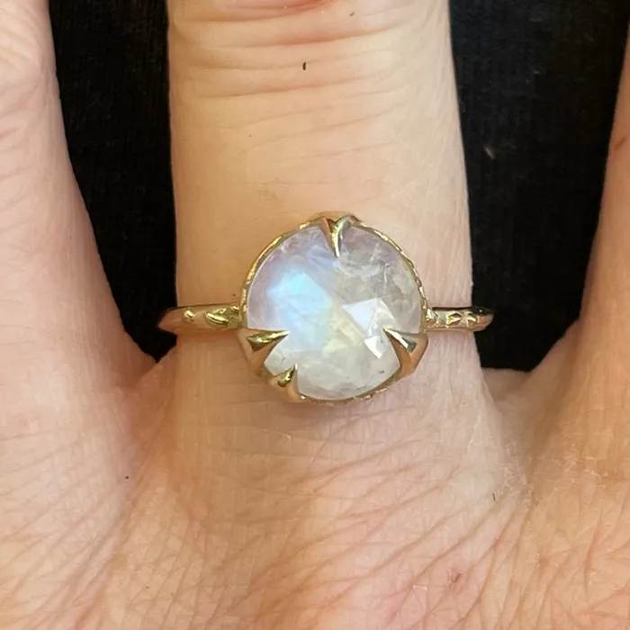 Karch Wolfe Rings Mystical Solitaire moonstone and yellow gold