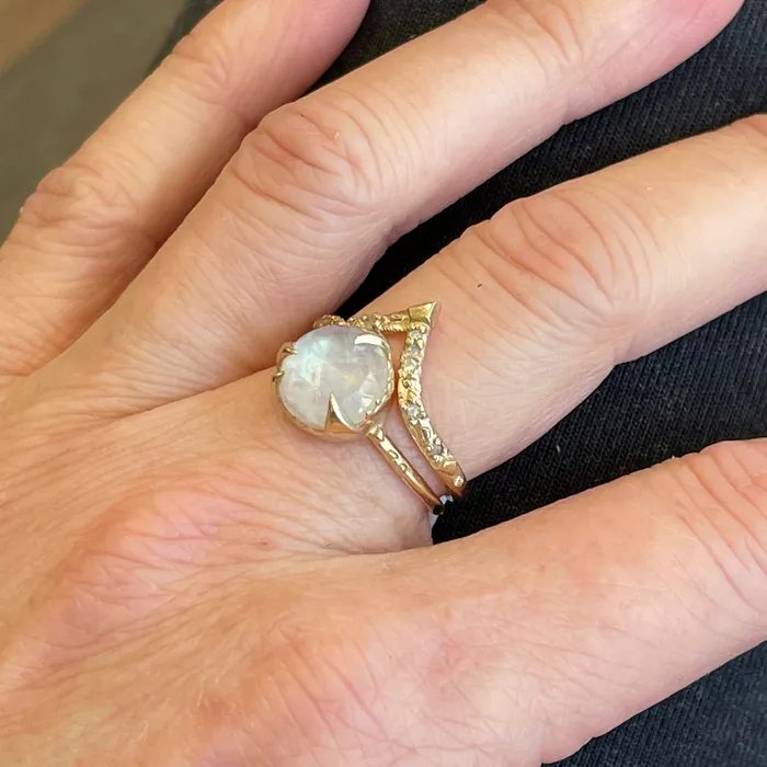Karch Wolfe Rings Mystical Solitaire moonstone and yellow gold