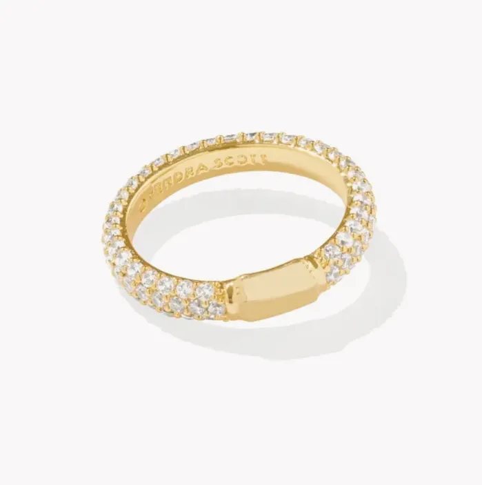KENDRA SCOTT Rings KENDRA SCOTT Emery Gold Band Ring in White Crystal SZ9 9608874164 KENDRA SCOTT Rings KENDRA SCOTT Emery Gold Band Ring in White Crystal SZ9 9608874164