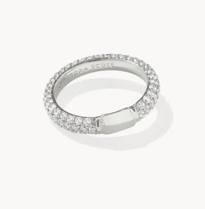 KENDRA SCOTT Rings KENDRA SCOTT Emery Silver Band Ring in White Crystal SZ5 9608874605 KENDRA SCOTT Rings KENDRA SCOTT Emery Silver Band Ring in White Crystal SZ5 9608874605