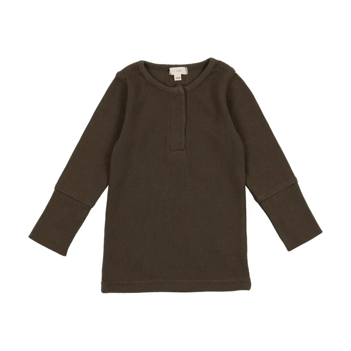 Lil Legs Earrings Lil Legs Ribbed Henley TShirt Evergreen