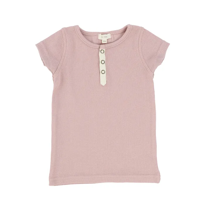 Lil Legs Ribbed Tab Tee Short Sleeve Petal Pink Lil Legs Earrings