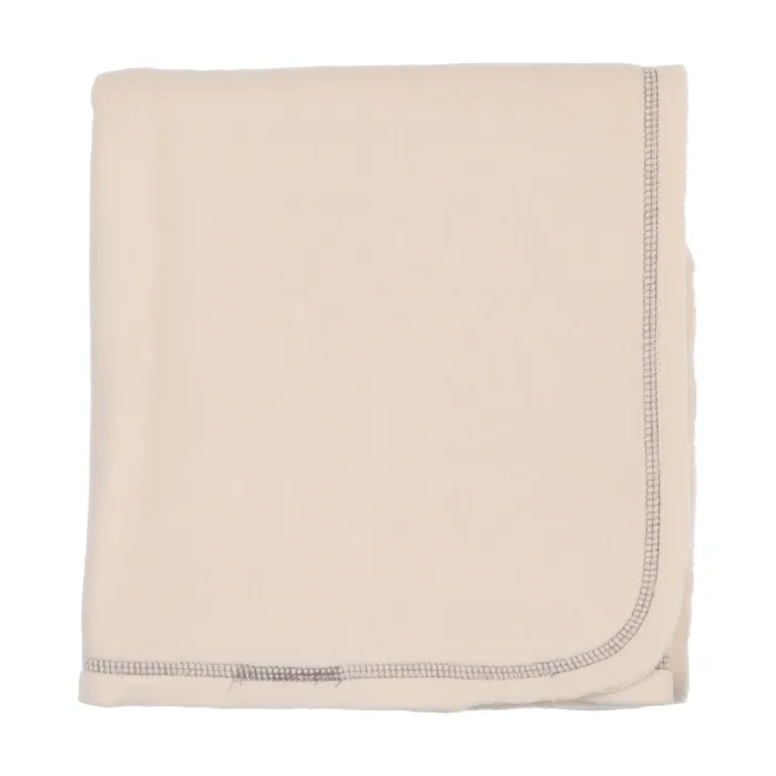 Lil Legs Rings Lil Legs Classic Velour Blanket Cream with Grey Stitch