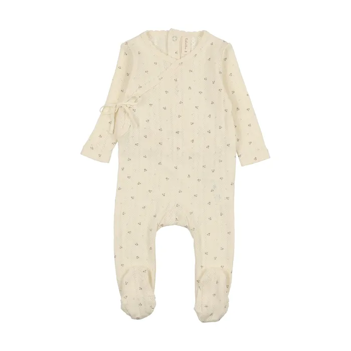 Lilette Printed Pointelle Wrap Footie MilkTaupe Lilette Earrings