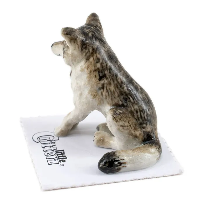 Little Critterz Earrings Akela Wolf Sitting Porcelain Miniature