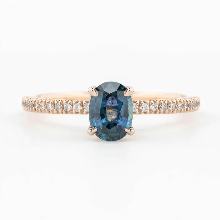 Maria Ring 09ct Blue Green Montana Sapphire 14K Rose Gold One of a kind Envero Jewelry Rings Maria Ring 09ct Blue Green Montana Sapphire 14K Rose Gold One of a kind Envero Jewelry Rings
