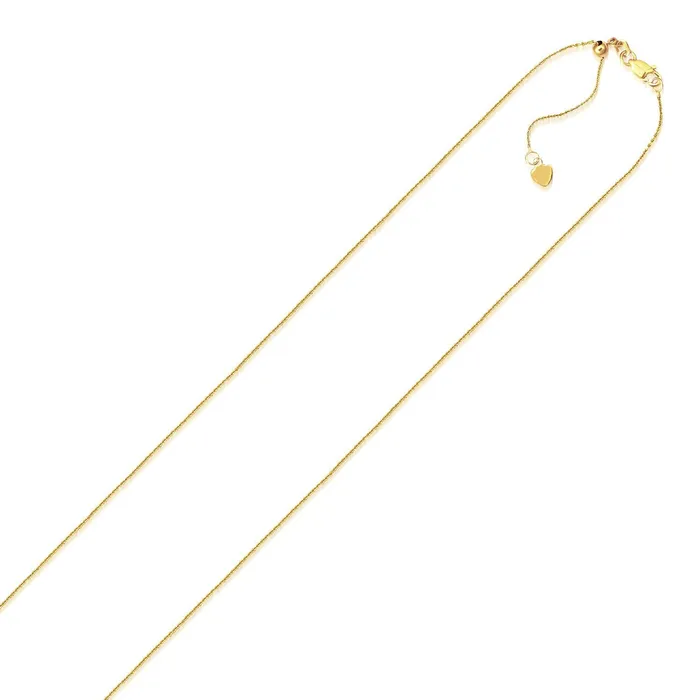 MayaMila 10k Yellow Gold Adjustable Cable Chain 09mm Rings