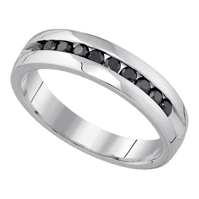 mayamila 10kt White Gold Mens Round Black Color Enhanced Diamond Wedding Band Ring 12 Cttw Rings mayamila 10kt White Gold Mens Round Black Color Enhanced Diamond Wedding Band Ring 12 Cttw Rings