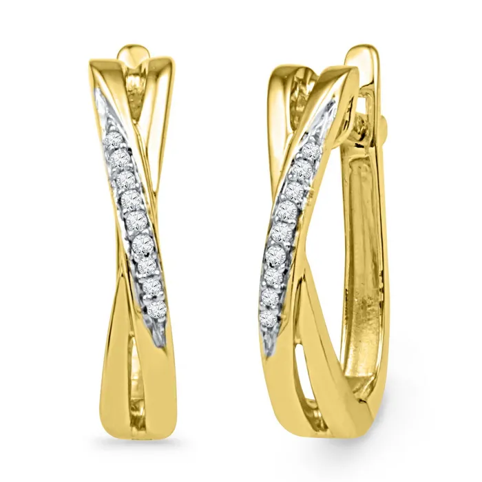 mayamila 10kt Yellow Gold Womens Round Diamond Slender Crossover Hoop Earrings 120 Cttw Earrings mayamila 10kt Yellow Gold Womens Round Diamond Slender Crossover Hoop Earrings 120 Cttw Earrings