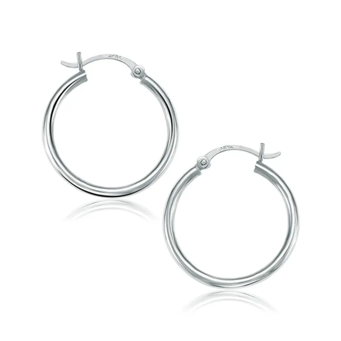 MayaMila 14k White Gold Polished Hoop Earrings 25 mm Earrings