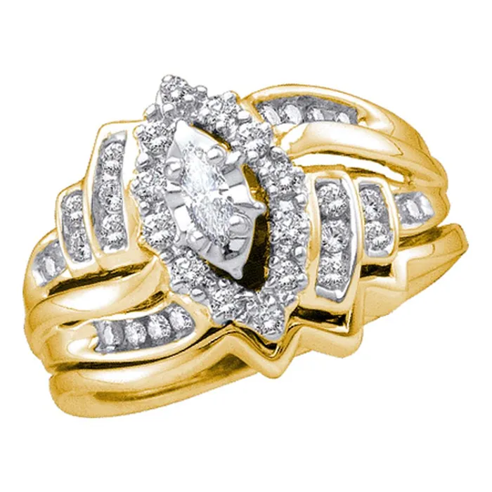 mayamila 14kt Yellow Gold Womens Marquise Diamond Bridal Wedding Engagement Ring Band Set 12 Cttw Rings mayamila 14kt Yellow Gold Womens Marquise Diamond Bridal Wedding Engagement Ring Band Set 12 Cttw Rings