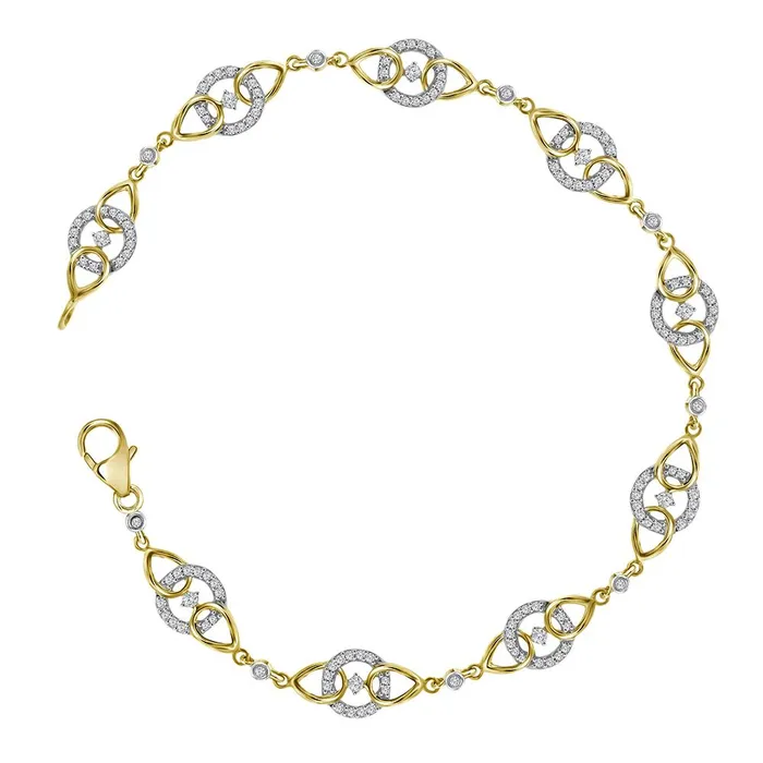 mayamila Bracelets 10kt Yellow Gold Womens Round Diamond Linked Circle Fashion Bracelet 12 Cttw mayamila Bracelets 10kt Yellow Gold Womens Round Diamond Linked Circle Fashion Bracelet 12 Cttw