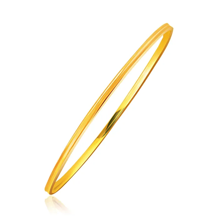 MayaMila Bracelets 14k Yellow Gold Concave Motif Thin Stackable Bangle