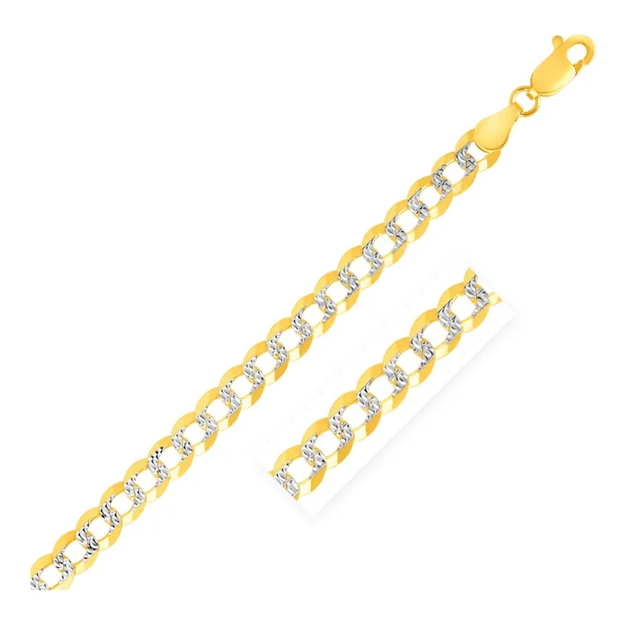 MayaMila Bracelets 47mm 14k Two Tone Gold Pave Curb Bracelet