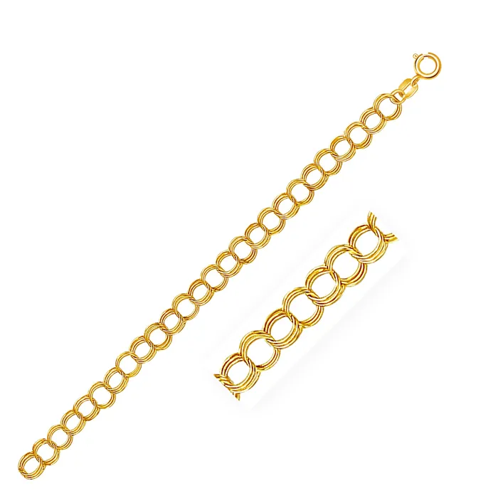 MayaMila Bracelets 50 mm 14k Yellow Gold Triple Link Charm Bracelet